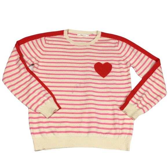 Chinti & Parker Sweater 100% Cashmere Striped Heart‎ Long Sleeve Women's Medium - Picture 1 of 12
